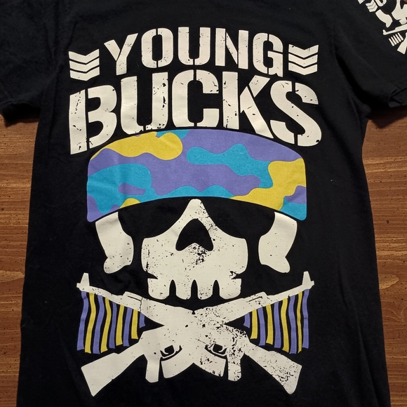 YOUNG BUCKS T-SHIRT - Small // AEW Wrestling Tag Team Bullet Club Tee Shirt - Picture 2 of 7